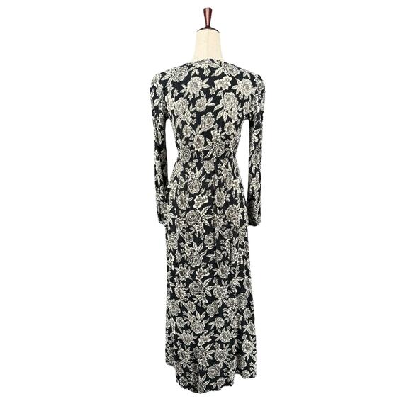Billabong Allegra Floral Maxi Button Down Dress Womens S Black White Rayon - Picture 3 of 16